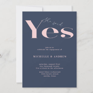 She said yes modern typography engagement invitation