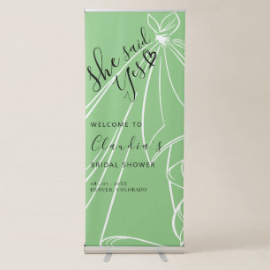 She Said Yes Personalised Modern Bridal Shower Retractable Banner