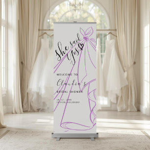 She Said Yes Personalised Modern Bridal Shower Retractable Banner