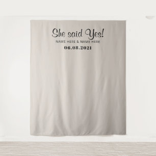 She Said Yes Photo Booth Engagement Backdrop  Tapestry