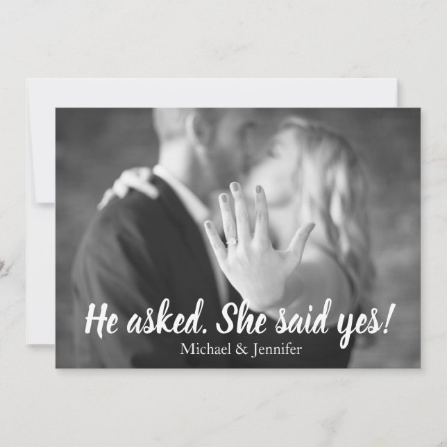 She Said Yes Photo Engagement Announcement (Front)