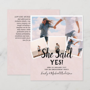 She Said Yes! PHOTO ENGAGEMENT Announcement Invite