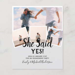 She Said Yes! PHOTO ENGAGEMENT Announcement Invite Flyer