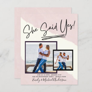 She Said Yes - Photo Engagement Party Invitation