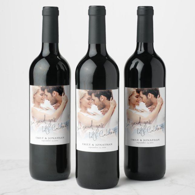 She Said Yes Photo Lets Celebrate Engagement Party Wine Label (Bottles)