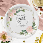 She Said Yes Pink Blush Geometric Bridal Shower Paper Plate<br><div class="desc">She Said Yes Pink Blush Geometric Bridal Shower Paper Plate</div>