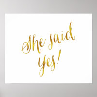 She Said Yes Quote Faux Gold Foil Metallic Design