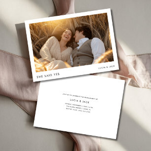 She Said Yes Rustic Boho Photo Wedding Engagement Invitation