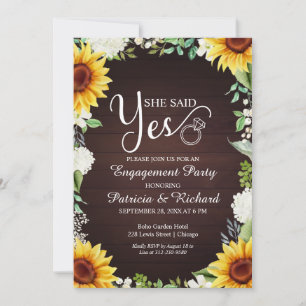 She Said Yes Rustic Engagement Party Invitation