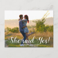 She said Yes Save the Date Wedding Announcement