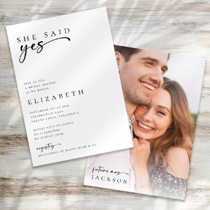 She Said Yes Script Photo Bridal Shower Invitation