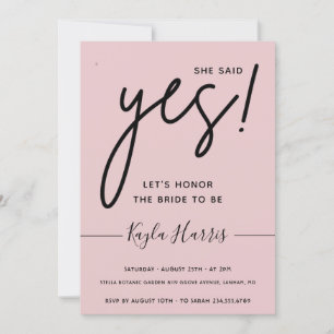 She said Yes Simple Bridal Shower Invitation