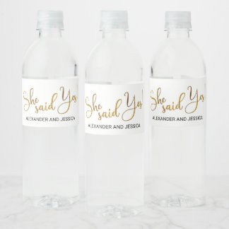 She Said Yes Water Bottle Label