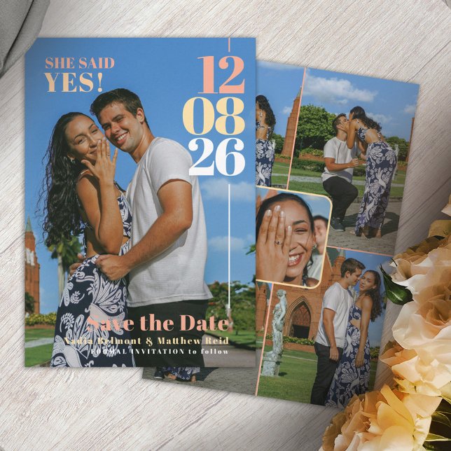She said yes wedding date engagement photos summer save the date (Creator Uploaded)