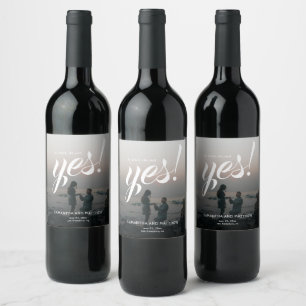 She Said Yes Wedding Engagement Party Wine Label