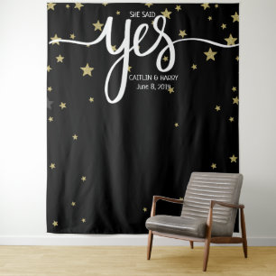 she said yes wedding photo Booth backdrop banner Tapestry