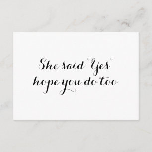 She said "Yes" Wedding RSVP Invitation