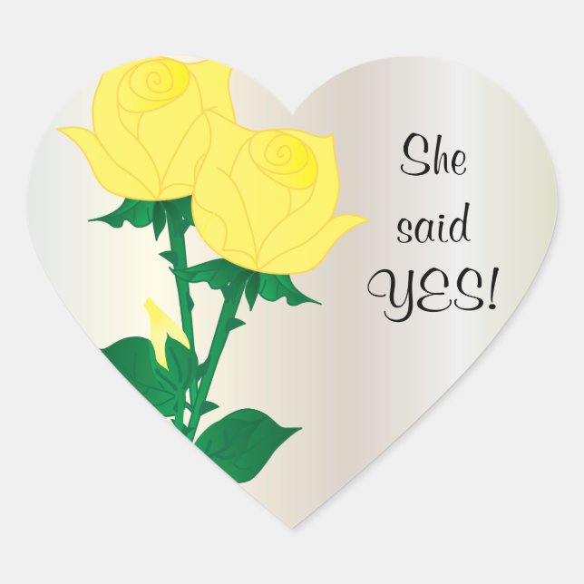 She said Yes | Yellow Roses Heart Sticker (Front)