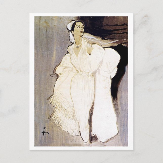 She sees her lover! Elegant, Romance, Vintage Postcard (Front)