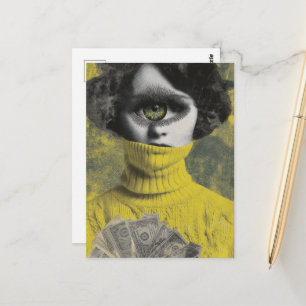 She sees money surreal postcard