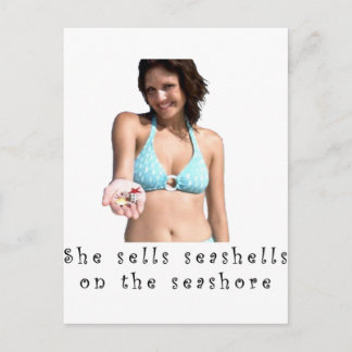 She sells seashells on the seashore postcard