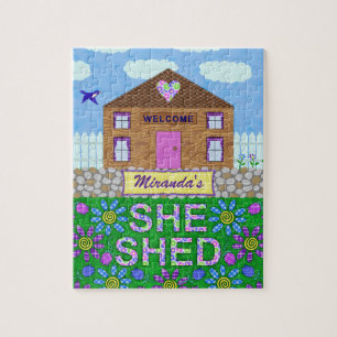 She Shed Woman Cave Garden Haven Personalised Name Jigsaw Puzzle