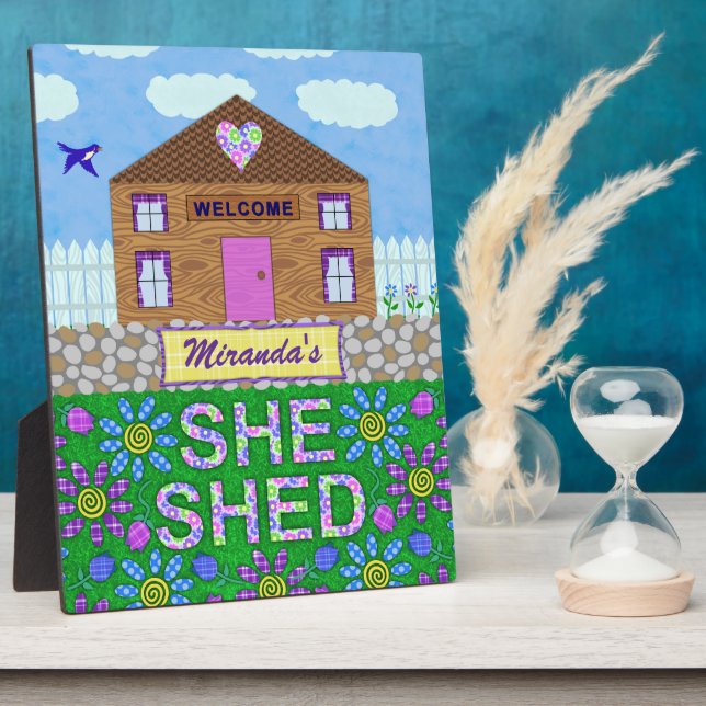 She Shed Woman Cave Garden Hut Custom Name Plaque (Side)