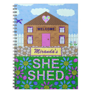 She Shed Woman Cave Garden Hut Personalised Name Notebook