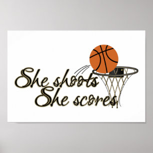 She Shoots, She Scores (Basketball) Poster