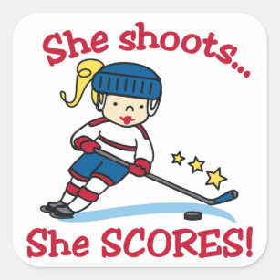 She Shoots...She Scores Square Sticker