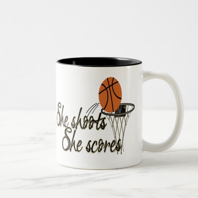 She Shoots...She Scores Two-Tone Coffee Mug (Right)