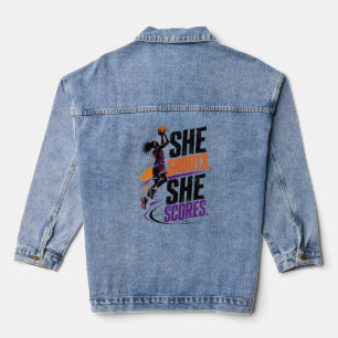 She Shoots She Scores Women's Basketball Denim Jacket