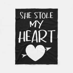 She Stole My Heart Valentines Day Matching Couples Fleece Blanket
