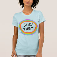 SHE/THEM Pronouns Rainbow Circle Colourful 