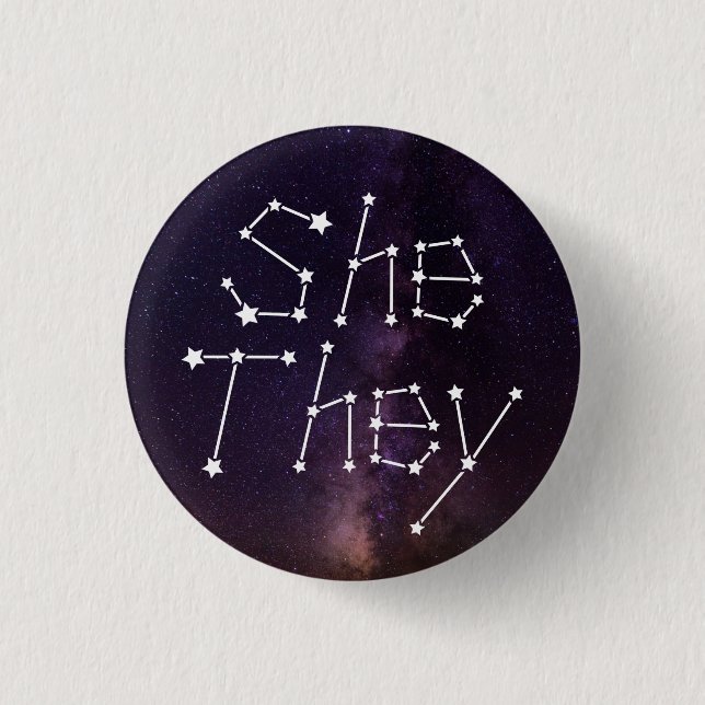 She/They Galaxy Starry Night Sky Constellation Pro 3 Cm Round Badge (Front)