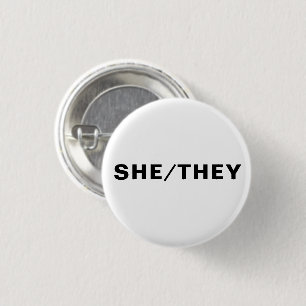 She, They, gender pronouns black white Lgbtq Pride 3 Cm Round Badge