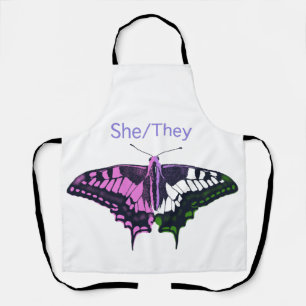 She/They Non-Binary Flag Swallowtail Butterfly Apron