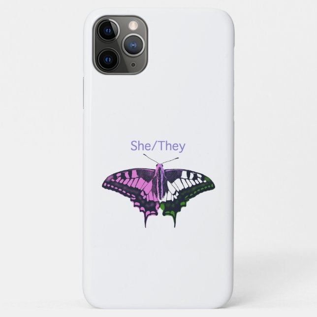 She/They Non-Binary Flag Swallowtail Butterfly Case-Mate iPhone Case (Back)