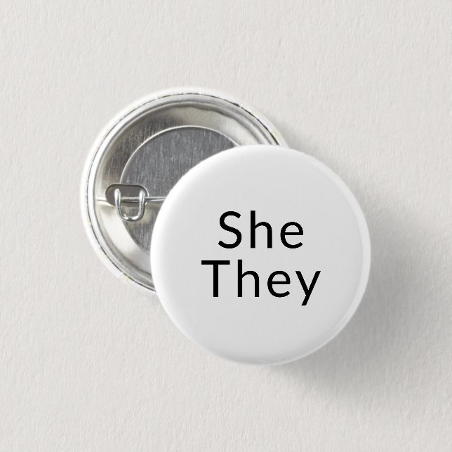 She, They Preferred Pronouns Lgbtq Lgbt Pride 3 Cm Round Badge (Front & Back)