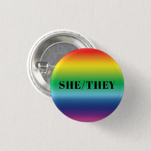 She, They Pronouns Lgbtq Lgbt Pride Rainbow Colour 3 Cm Round Badge