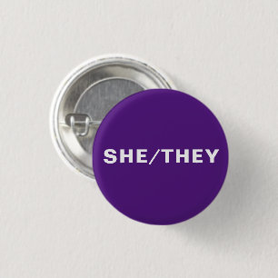 She, They purple gender pronouns Lgbtq Lgbt Pride  3 Cm Round Badge