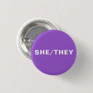 She, They purple gender pronouns Lgbtq Pride pin