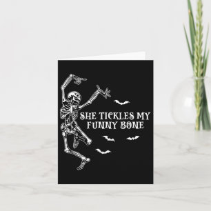 She Tickles My Funny Bone Gothic Halloween Couples Card