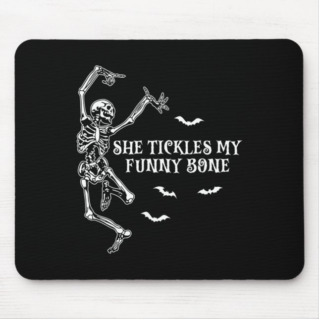 She Tickles My Funny Bone Gothic Halloween Couples Mouse Mat (Front)