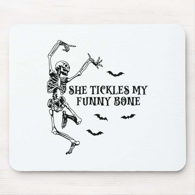 She Tickles My Funny Bone Spooky Halloween Couples Mouse Mat (Front)