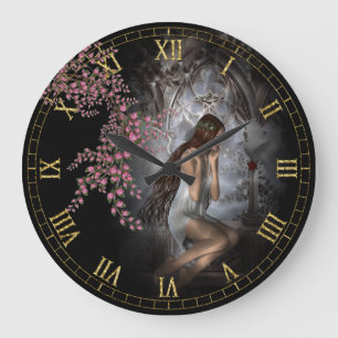 She Waits - Angel  Vignette Wall Clock