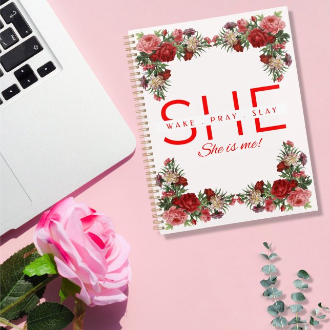 She Wake, Pray, Slay Red Roses Planner (Creator Uploaded)