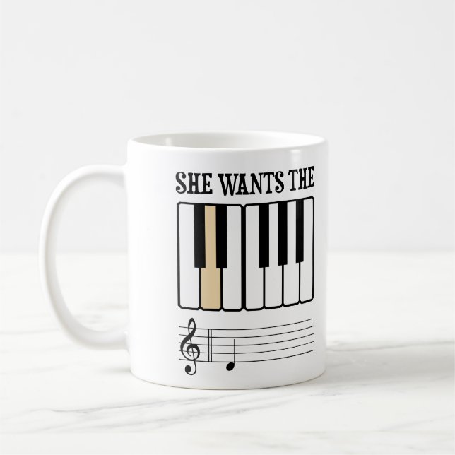 She Wants the D Piano Music Coffee Mug (Left)