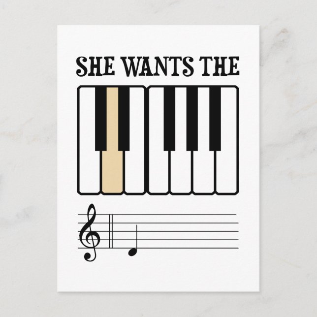 She Wants the D Piano Music Postcard (Front)