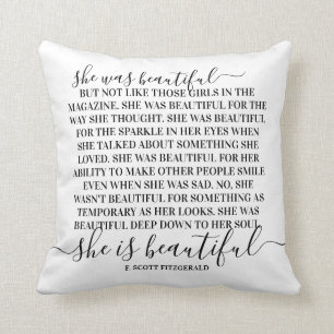 She was beautiful f scott fitzgerald beauty quote cushion